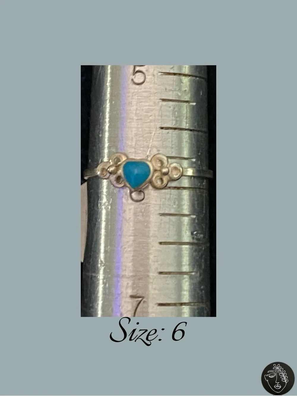 VTG NWT 925 Sterling Silver Navajo Turquoise Heart Ring Sz 6 0.56g
